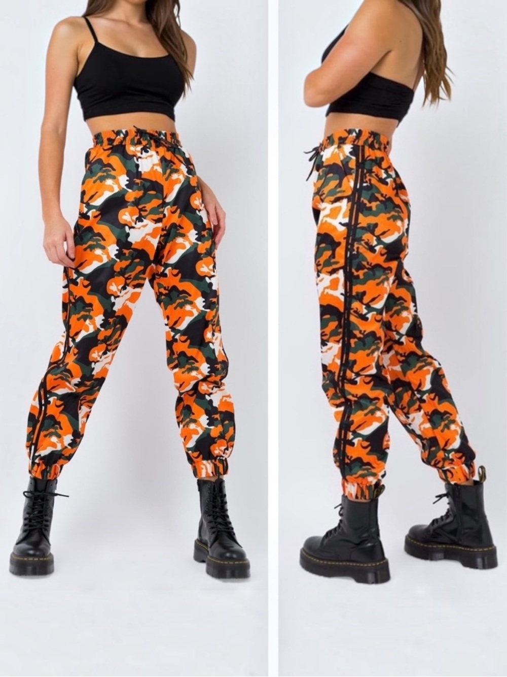 I.AM.GIA Daytona Orange Camo Elastic Waist Pants, Small